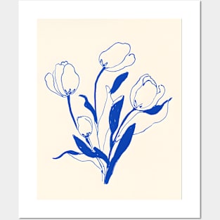 Blue Tulips Elegant Botanical Posters and Art